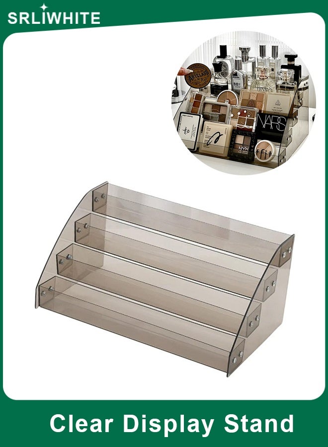 SRLIWHITE Clear Acrylic Display Stand, 4-Tier Makeup Organizer Riser for Cosmetics, Nail Polish and Perfume, Space-Saving Countertop Storage Rack - Image 1
